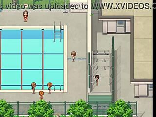 Feeling aroused as instructor gives blowjob in hentai game's countryside bathroom, admiring fairy's big ass
