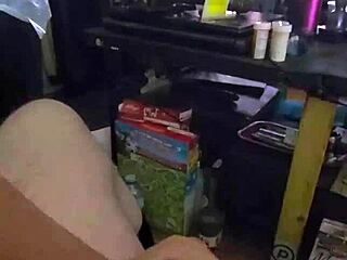 Kandy Kane gives a homemade blowjob to her husband.