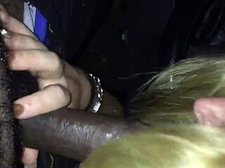 she says, 'give me that big black cock in the car,' while sucking it eagerly