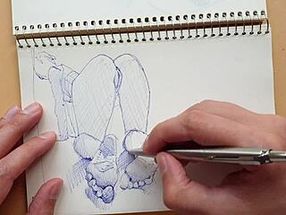 Wow, Parker Pen Sketch Of Doggy-Style Foot Fetish!