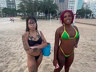 Met two latina teens on copacabana beach for interracial sex