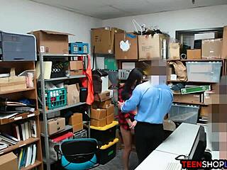 Security Guards Fuck Cute Teen Shoplifter In Office