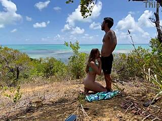 Anal sex outdoors on northeastern beach with neighbors