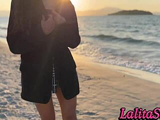 Delicious Latina Teasing On The Beach Shows Pussy And Gets Cum Inside.