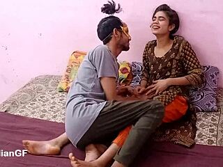 Indian skinny girlfriend seduced by boyfriend!