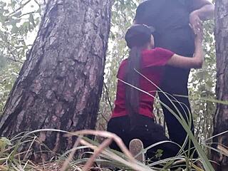 Lesbian Girls Hide Under Tree For Rain And Have Sex To Stay Warm