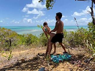 Anal sex outdoors on northeastern beach with neighbors