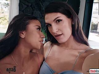 latin tgirl zariah arau enjoys her big trans cock being deepthroated by ebony partner