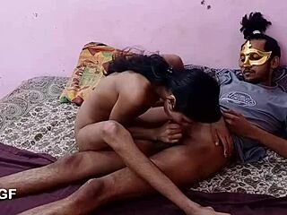 Indian skinny girlfriend seduced by boyfriend!