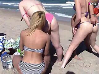 Slutty Teen 18+S Show Off Ass And Suck Big Cocks At Beach