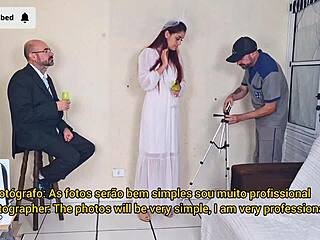 Bride with big ass masturbates and fucks photographer in pov, almost caught