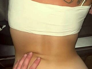 I watch the young whore give head and get fucked bareback in doggystyle, then she lets him cum in her mouth in public.