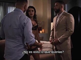 watch how he fucks my brunette wife in lingerie for cum in mouth
