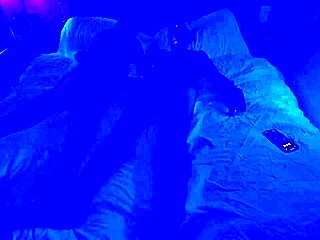 our ultraviolet light experiment in bedroom handjob session