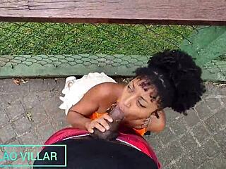 Beautiful brunette teen gives intense blowjob to big cock