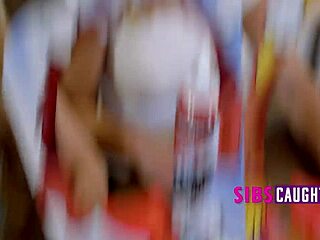 Blonde teen 18+ step sisters express love through oral sex, caught in taboo act.