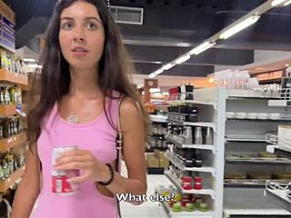 cumwalk in public supermarket with facial blowjob fetish