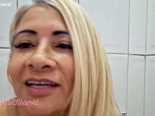 a sample for those who like piss, with blonde latina milf in sensual solo bathroom sex.