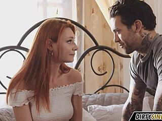 Cute redhead stepsister rides in sensual teen 18+ scene
