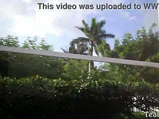 Vicky vette talks dirty while orgasming from muff diving by the pool