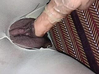 i fucked her through torn stockings untill her pussy was full of cum