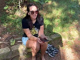 Brazilian Amateur Strips Naked in Woods Showing Off Huge Ass and Perky Tits