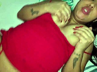 brunette latina wife bends over for doggystyle fucking with big natural tits
