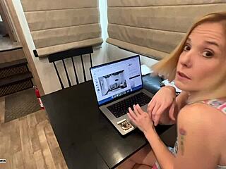Blonde milf housewife says,