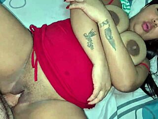 brunette latina wife bends over for doggystyle fucking with big natural tits