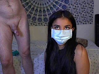Filipina swallowed cock with mask on then took it off for more deepthroat sucking
