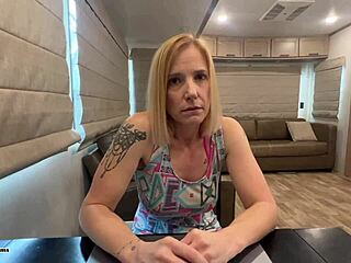Blonde milf housewife says,