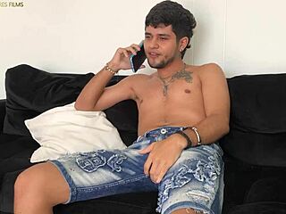 Colombian babe with big natural tits milks huge cock in homemade pov while on phone - en español