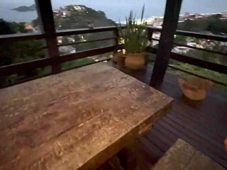 Skinny Latina Nerd Fucks Outdoors On Balcony Without Caring