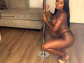 Ebony Divine shows off her fat ass and tits before getting a deep creampie in wild fucking action.