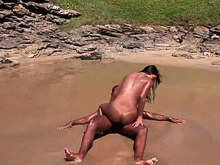 Latina beauty casually rides big cock like a pro outdoors