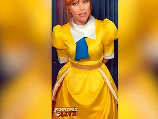 Redhead Penny Pax dildo masturbates in roleplay with gaping