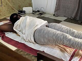 black pussy draws all attention during intense solo gym workout