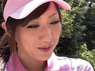 Oh my god, watch this skinny japanese teen 18+ giving an uncensored risky public blowjob to older guy at golf lesson!