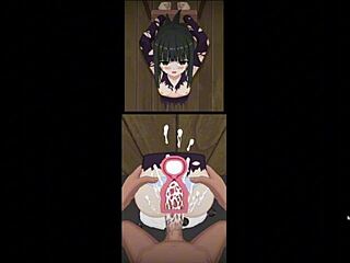 hey guys check out this wild hentai game where the girl gets totally stuck in the wall