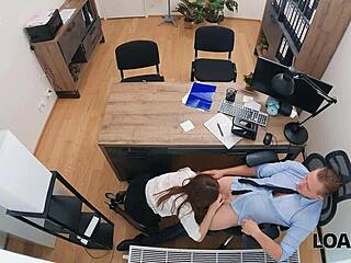 Oh wow, perfect babe Una Fairy with natural tits gets fucked on office desk during casting interview punishment