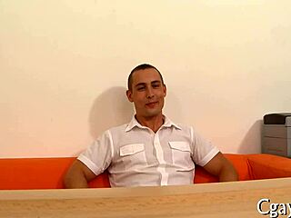 Oral stimulation offered to the charming gay stud in contest.