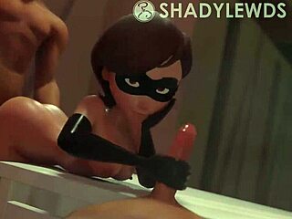 Вау! Хелен Парр в дикой 3D мультяшной групповухе!