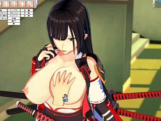 Dolge črne lase boginje Yamato Nadeshiko JK Sakura z velikimi joški paža hentai 3D