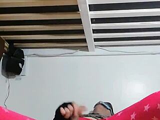 Ladyboy tries riding dildo for first time solo