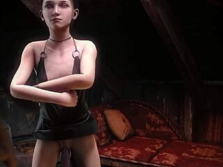 girl gets fucked by floating dildo in solo play