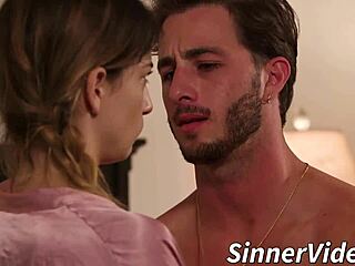 cute brunette catches stepmother and brother in cock sucking act