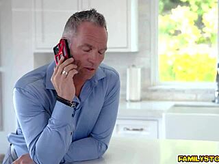stepdad and jade nile in kitchen interaction