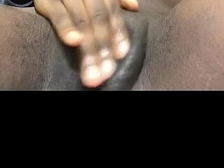 Is that black wet pussy masturbating solo?