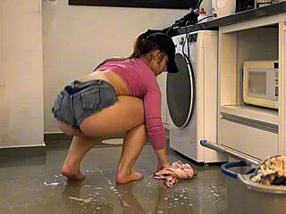 Big Butt Cleaning Session With A Twist