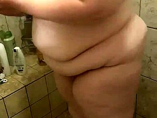 Curvy BBW Wife Caught Washing in Shower
